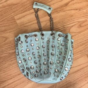 FAR NINE baby blue & jeweled vintage umbrella purse